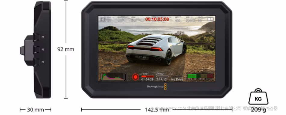 Blackmagic PYXIS Monitor可通过单根USB-C线缆轻松连接，实现视频、供电和摄影机控制。